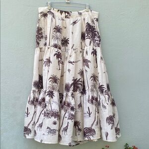 Banana Republic Tropical Print Maxi Peasant three tired linen Skirt
